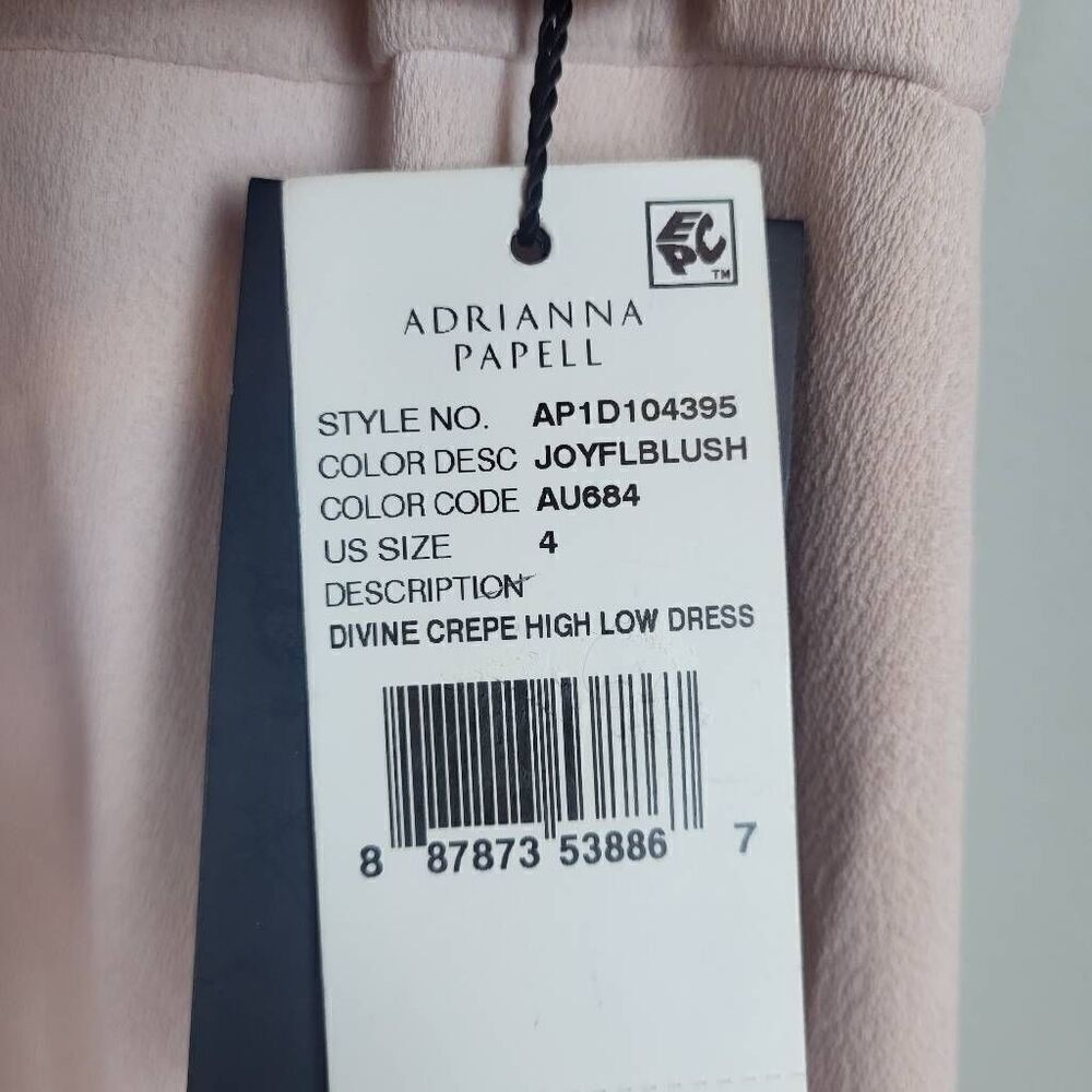 NWT Adrianna Papell High Low Dress Pink Size 4 Divine Crepe Formal Sweetheart - Picture 6 of 8